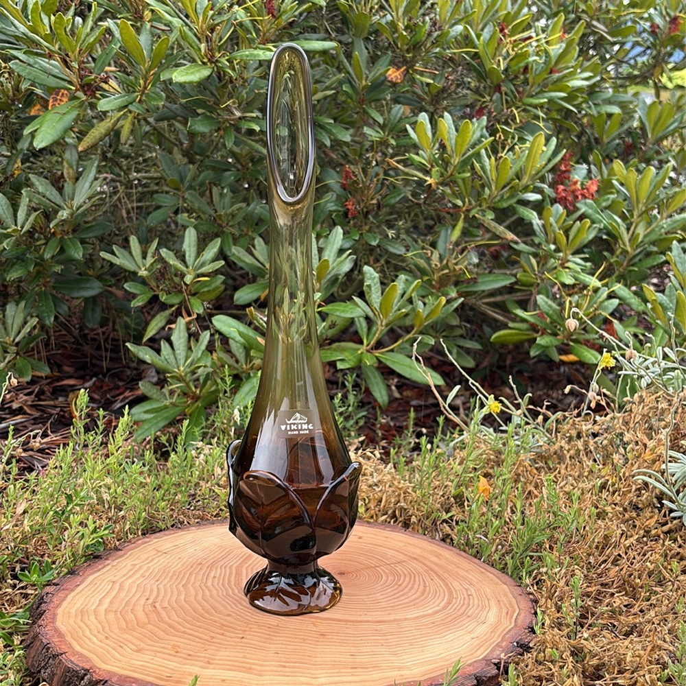 Viking brown Glass Bud Vase